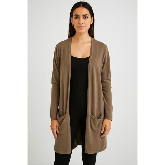 Ralph Lauren Black Label 100% Cashmere Long Cardigan Pockets Brown Size M - Picture 8 of 8